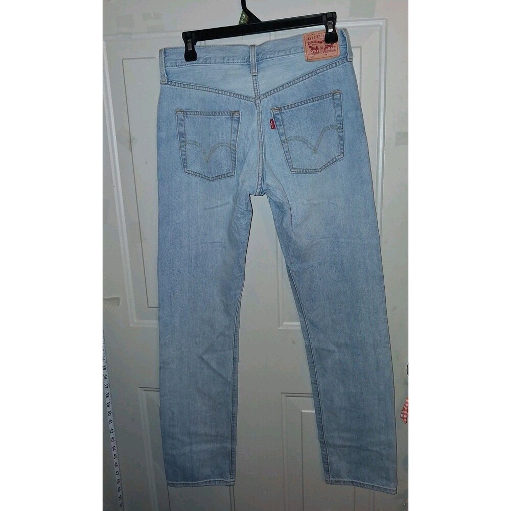 Levi's 501 Women's Jeans W27 Light Blue Button Fly Straight Leg 31"
